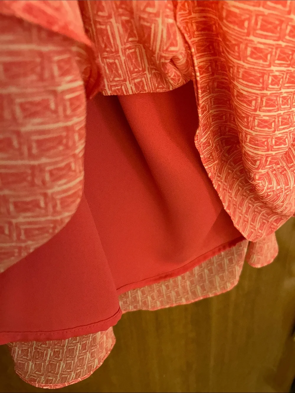 Coral Pink Patterned Slip Dress. Jones wear. 12. Great shape.